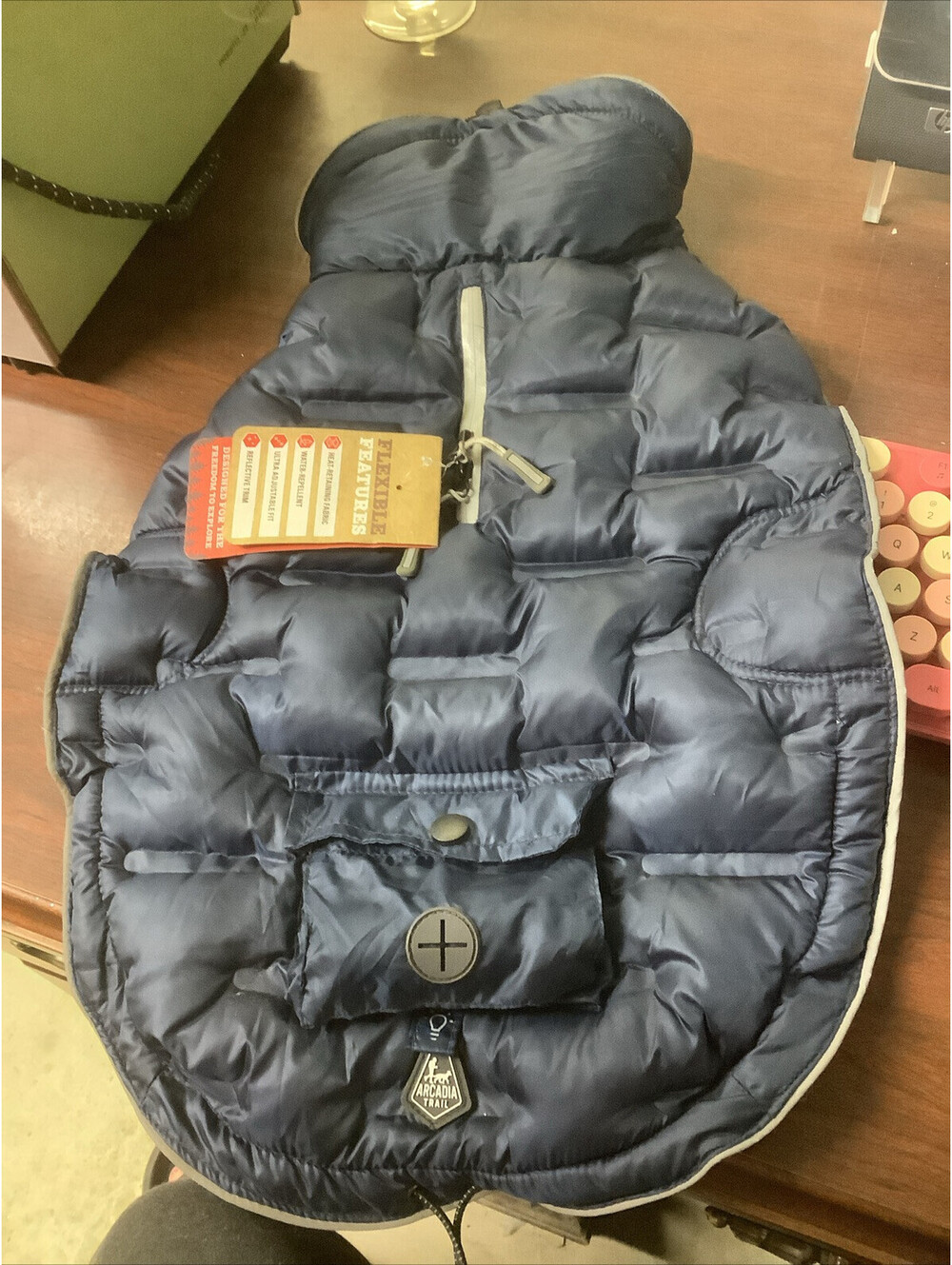 Arcadia Trail Dog Ultra Adjustable Insulated Coat Medium Blue Heat Retaining